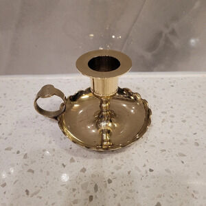 Vintage Solid Brass Chamberstick  Candlestick Holder